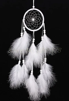 

100PCS Handmade Dream Catcher Net With feathers Hanging Decoration Decor Craft Gift Wind Chimes White