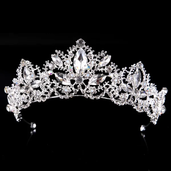 KMVEXO модная Роскошная свадебная корона в стиле барокко с красным кристаллом, тиара, винтажная Золотая диадема, тиара для женщин, свадебные аксессуары для волос - Окраска металла: Silver