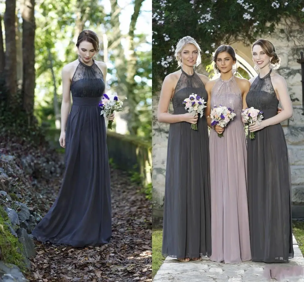 navy blue and grey bridesmaid dresses