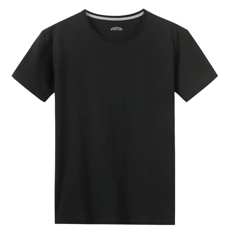 5XL, летние комплекты с шортами, мужские повседневные Костюмы, хлопковая спортивная одежда, спортивный костюм, мужская верхняя одежда, свитшоты, толстовки размера плюс, одноцветная футболка+ штаны - Цвет: Black-T