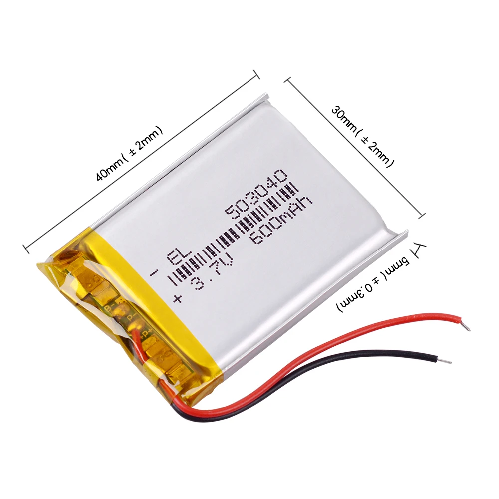 

3.7V lithium polymer battery 503040 053040 Rechargeable Li-Po Batteries mp3 player DVR GPS Bluetooth DIY audio / Toys 600MAH