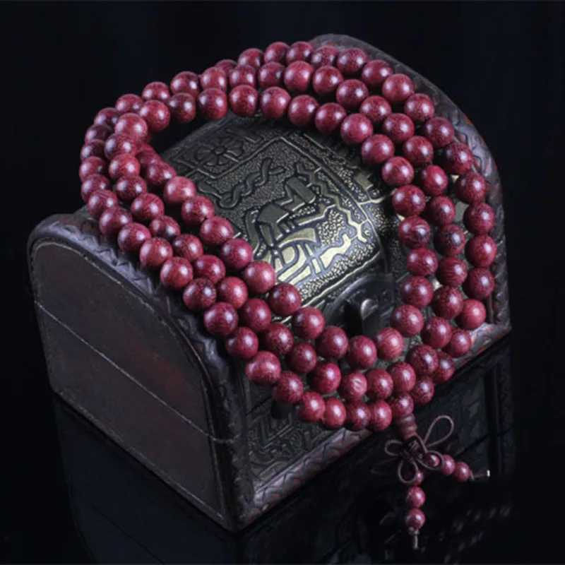 Sennier Buddha 108 натуральный розовый деревянный Тибетский четки ручной работы