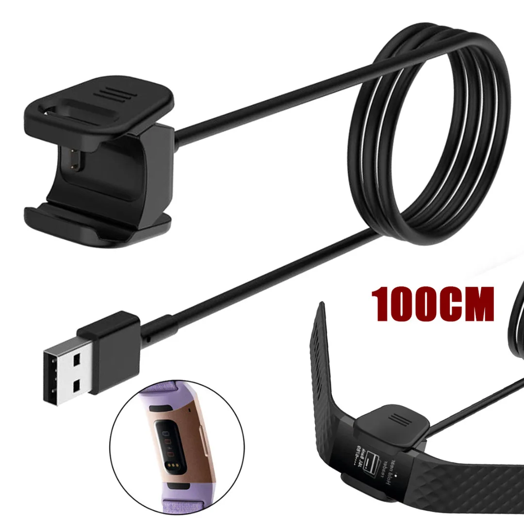 Outdoor Mini Tools 100cm USB Charging Cable Replacement  Black For Fitbit Charge 3 Smart Watch For Outdoor Camping Hiking Travel