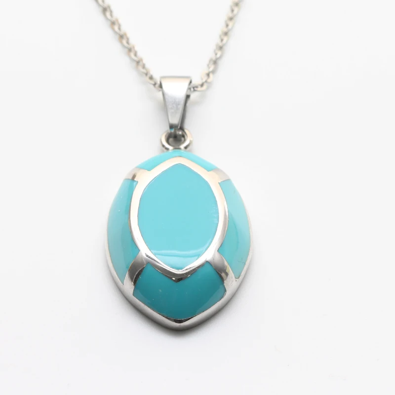 Stainless Steel Multi-color Geometric Enamel Chain Pendant Necklace Europe Style for Women Party Fashion Jewelry |