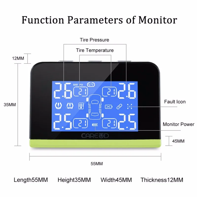 T800 Солнечный Мощность автомобилей TPMS шин Давление и Температура мониторинга Системы беспроводной 4 внутренних датчиков монитор Поддержка