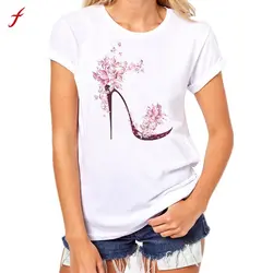Женская футболка для девочек, большой размер принт топы, футболки Изделие из хлопка с короткими рукавами футболка Топы remeras mujer свободного