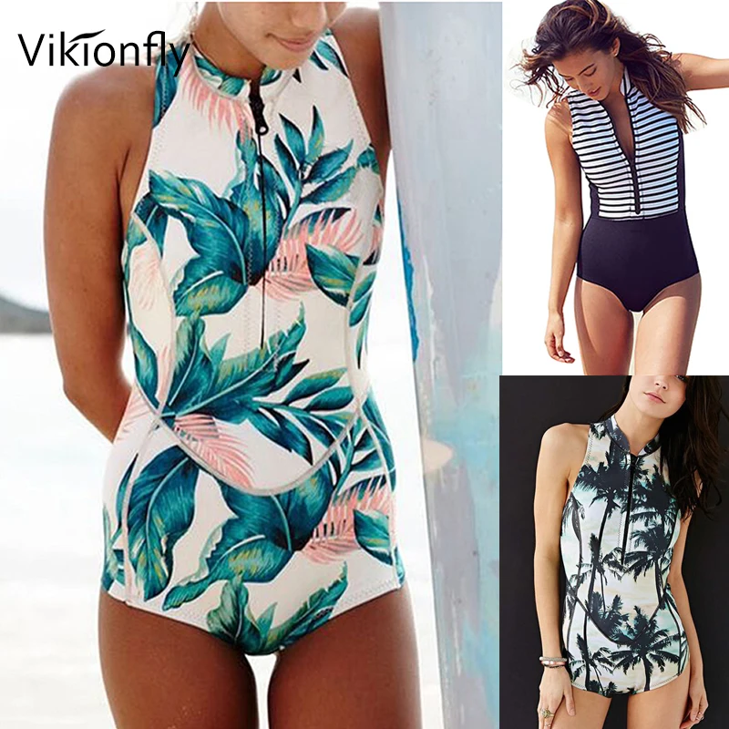 Online Vikionfly Zipper One Piece Badeanzug Frauen 2020 Sport Bademode Große Größe Monokini Schwimmen Anzug Für frauen Badeanzug XXL XL