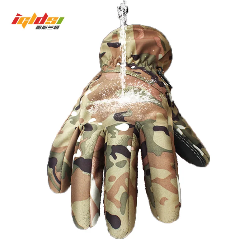 Tactical Shark Skin Soft Shell Camouflage Gloves, Winter Unisex Warm