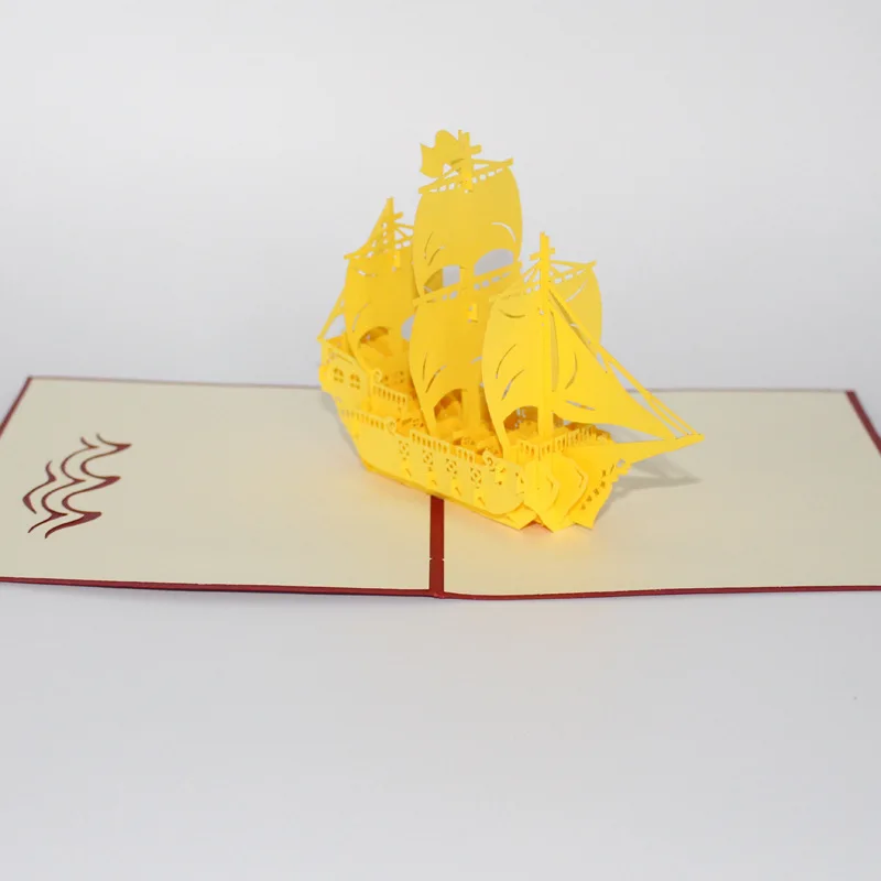 1pcs Business Greet Cards Creative 3D Classic Sailboat DIY Paper Card Wedding Party Invitations Car - 32987517625