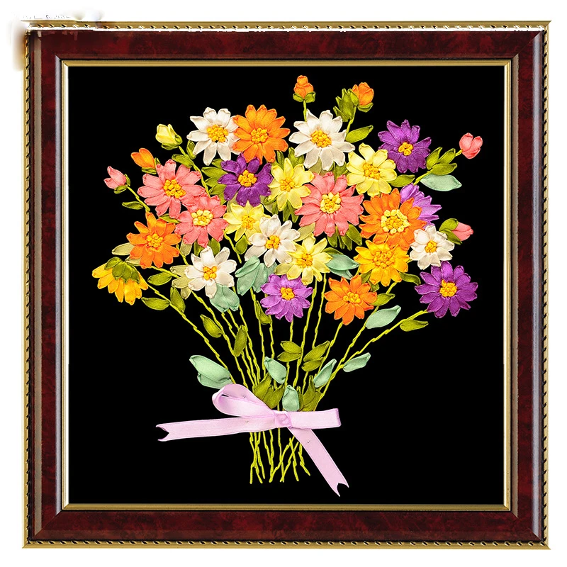 

1pc DIY 3D Pastoral Ribbon Embroidery Beginner Needlework Flower bordado broderie borduurring aguja magica para bordar