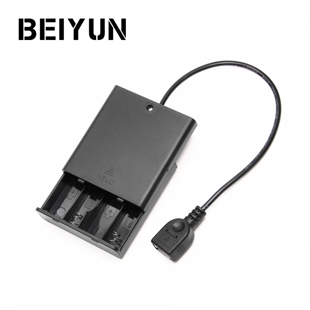 

4pcs AA Battery Compartment Lid With switch and USB Female For USB 5V LED String and LED Strip Portable Power Supply