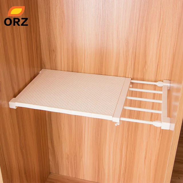 Cheap ORZ Retractable Closet Organizer Shelf Adjustable Kitchen Cabinet Storage Holder Cupboard Rack Wardrobe Organizer Bathroom Shelf