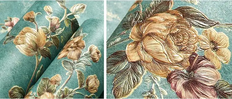 Papel de Parede Sala de Estar Beibehang Vintage American Pastoral Tecido Não Tecido Floral Quarto Sofá Compacto 10 Cheap Pap. parede