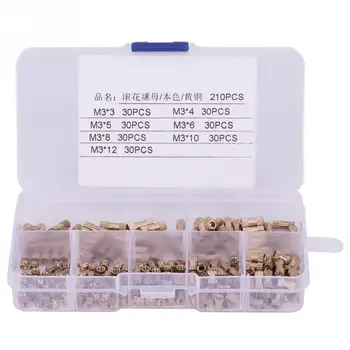 

210pcs M3 M5 Brass Cylinder Knurled Threaded Round Insert Embedded Nut Tool Part Accessory
