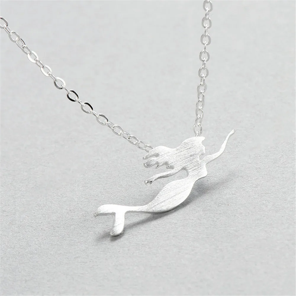 Mermaid Princess women 100% 925 Sterling silver nacklace Jewellery Clavicle chain pendant charms chocker girl gift