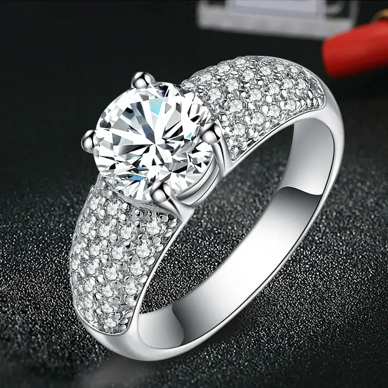 JEWELS Luxury Large Ball CZ Ring Paved AAA Austrian Crystal Fashion