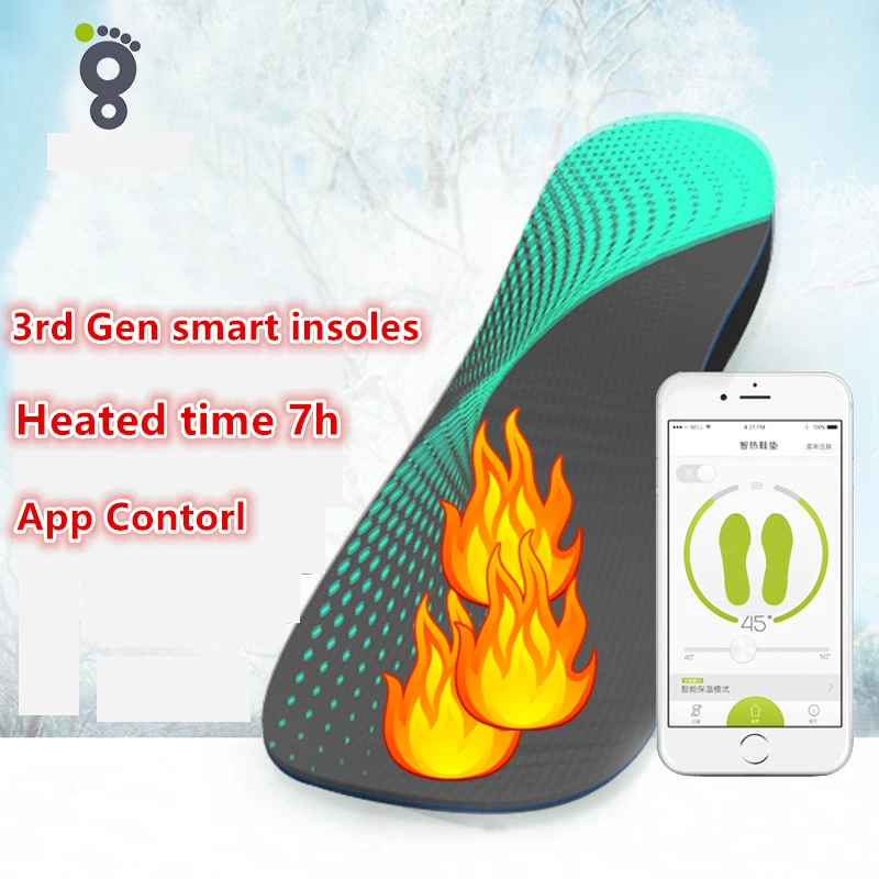 

3rd Gen Smart Insoles APP Wireless Remote Control Electric Heated Insoles for Winter Foot Warming Thermal Soles heating time 7H