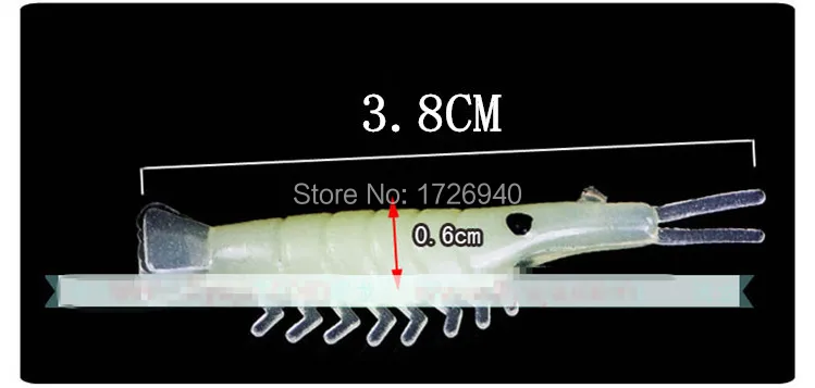 KKWEZVA каждую сумку 100 шт. 4 см рыболовные приманки формы как креветка светильник будет сиять после светильник приманки личинка искусственный форель crankbait