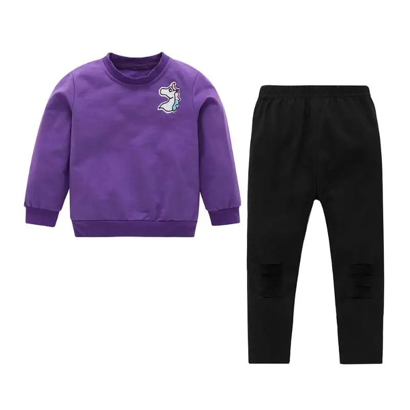 Осенняя детская одежда комплект 2 шт. свитер с длинными рукавами для девочек Повседневное брюки