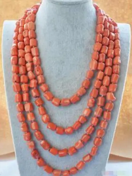 

natural 13x15mm massive pink coral NECKLACE for women long chain AAA+ Handmade long chain Silver Jewelry 100''