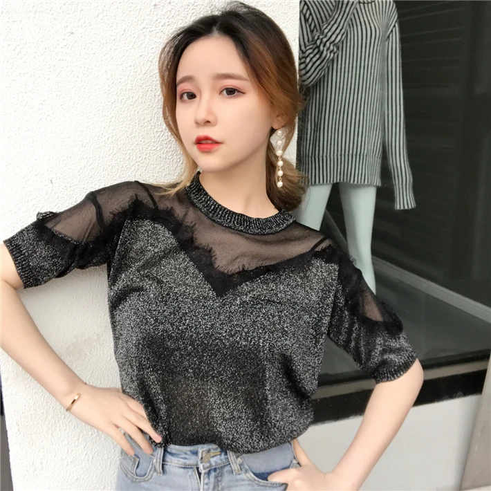 2017 summer new fashion temperament two pieces of font b eyelash b font lace stitching ice