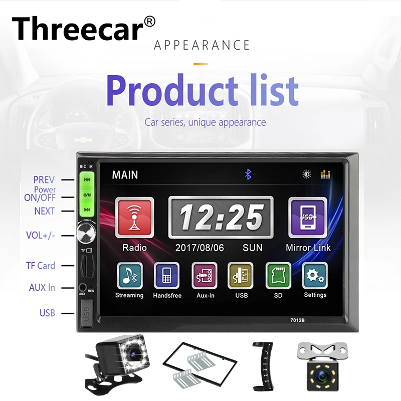 

2 din car radio 1024*600 Touch Screen Mirror Android Bluetooth Multimedia 7" MP5 Player USB/SD 2din Autoradio Car Backup Monitor