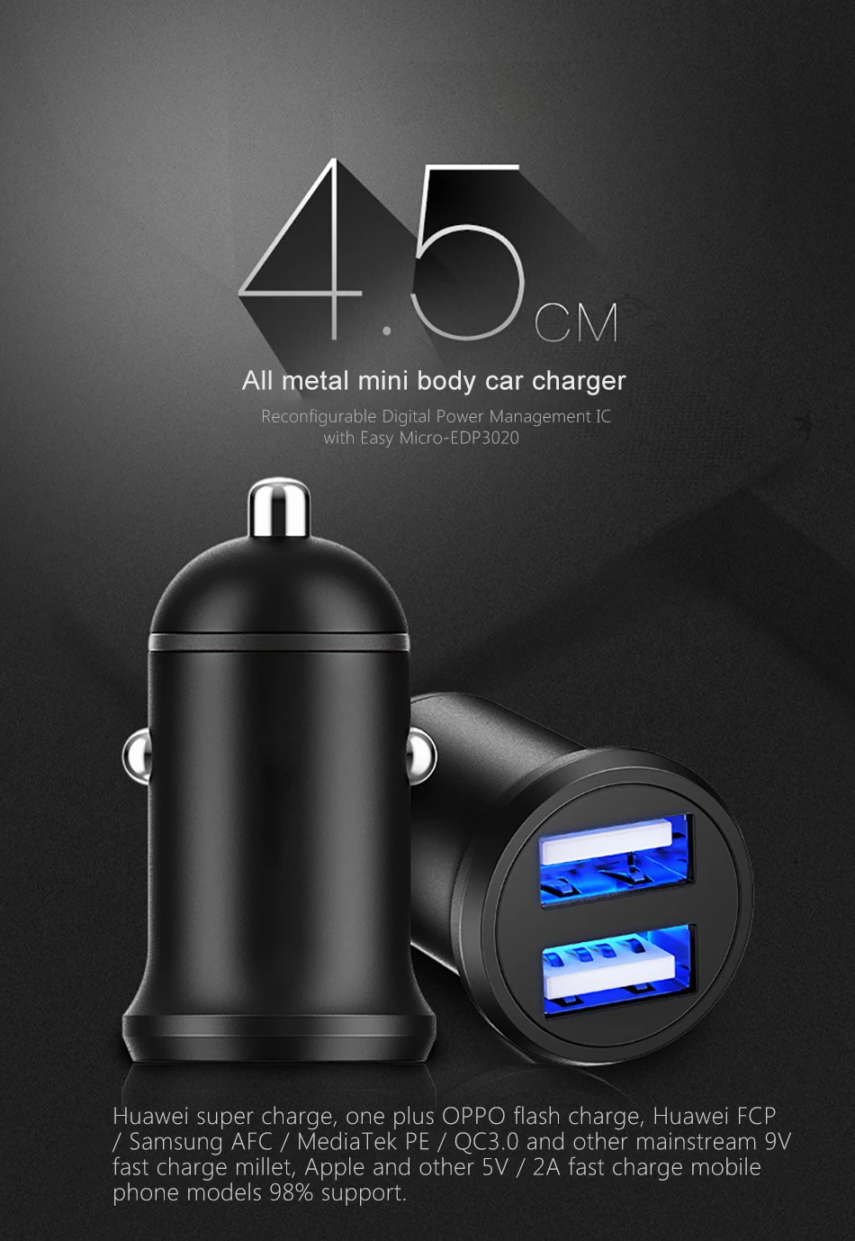 !ACCEZZ Mini Dual 2 Port USB Car Power Fast Charger Adapter For iPhone 7 Plus 6 5S 4S XS MAX XR Huawei P10 Samsung Galaxy S8 S7 (2)