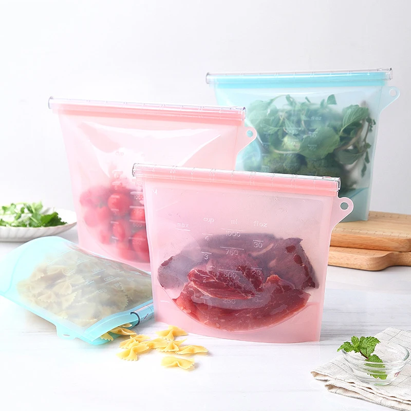 

Silicone Storage Bag Reusable Silicone Food Storage Bags For Food Seal Ziplock Freezer Cooking Fresh Bags Containers