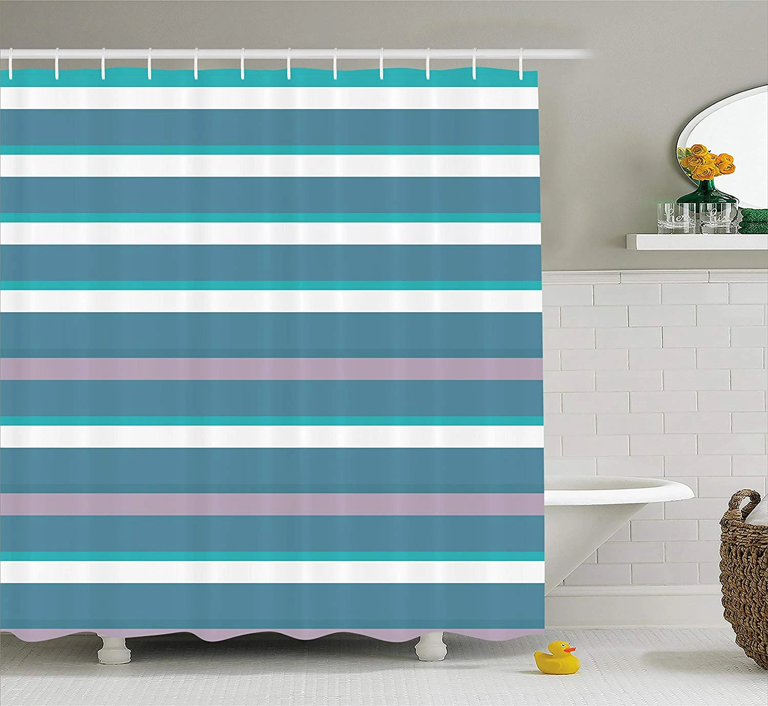 Striped Shower Curtain Turquoise Dark Teal Stripes Thick And Thin Lines With Aqua Colors Pattern Art Print Fabric Bathroom Decor Shower Curtains Aliexpress