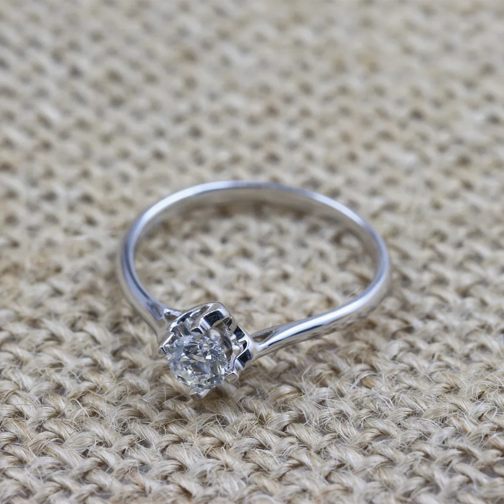 LASAMERO 0.303CT FG/SI круглый вырез современное романтическое кольцо с натуральным бриллиантом для женщин 18 к белое золото сертифицированное обручальное кольцо