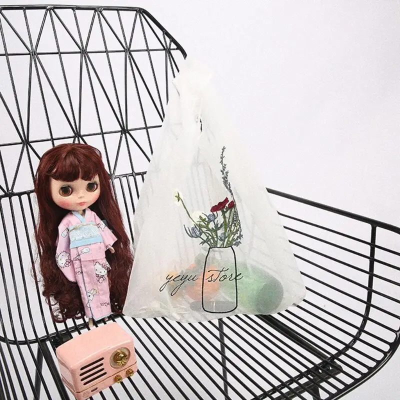 Embroidery Handy Shopping Bags Reusable Tote Pouch Recycle Storage Handbags