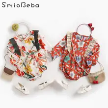 Детский комбинезон с цветочным рисунком; Комбинезон для маленьких девочек; Одежда для новорожденных; цельнокроеная одежда в Корейском стиле; Комбинезоны для маленьких девочек; одежда;