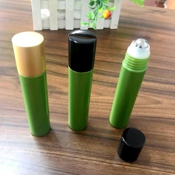 

30pcs 35ml Green roll on roller plastic bottles for essential oils roll-on refillable perfume containers with gold/ black lid