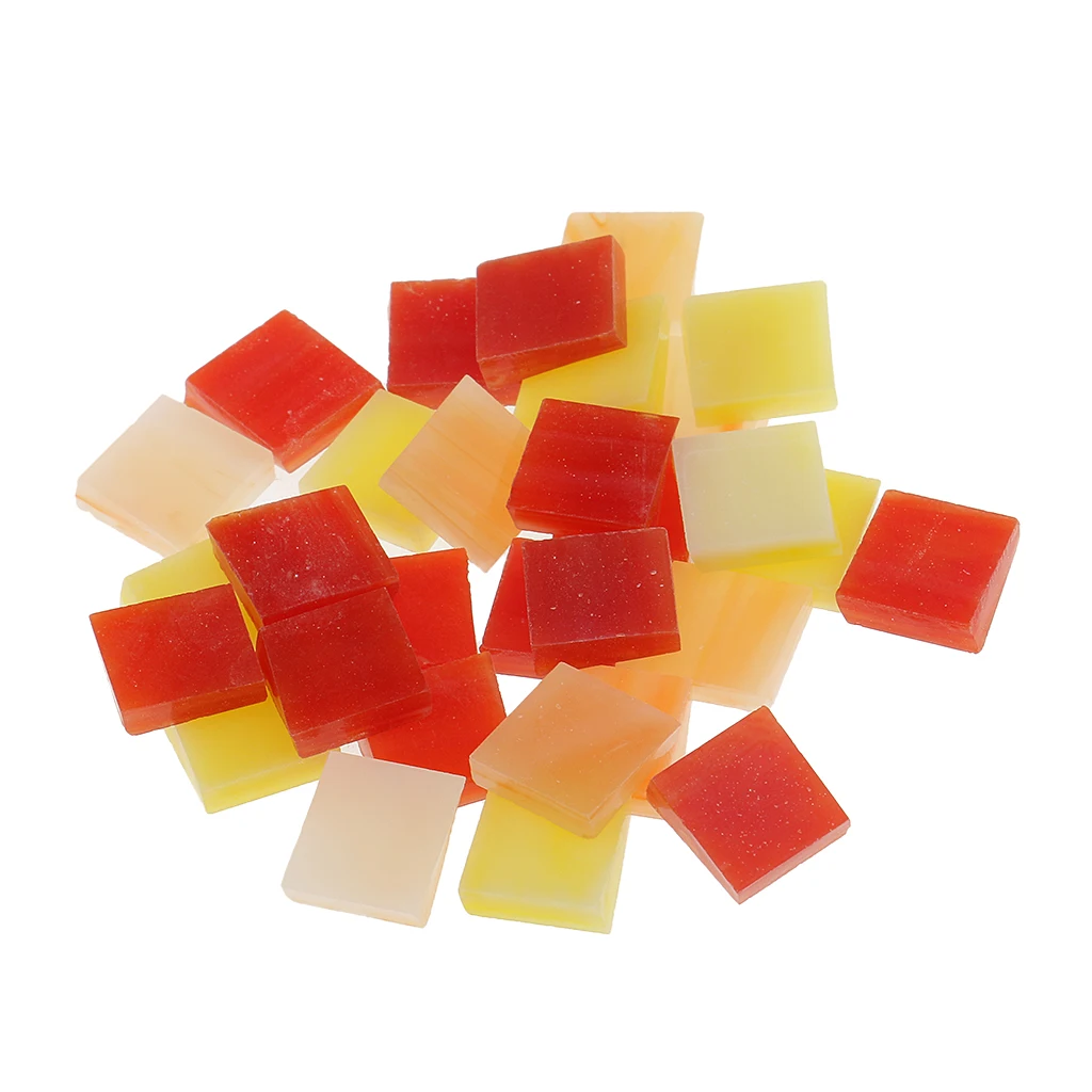 500 Piece Square Glass Mosaic Tiles Vitreous for Mosaic Making Art Craft 10x10mm Green Red Yellow