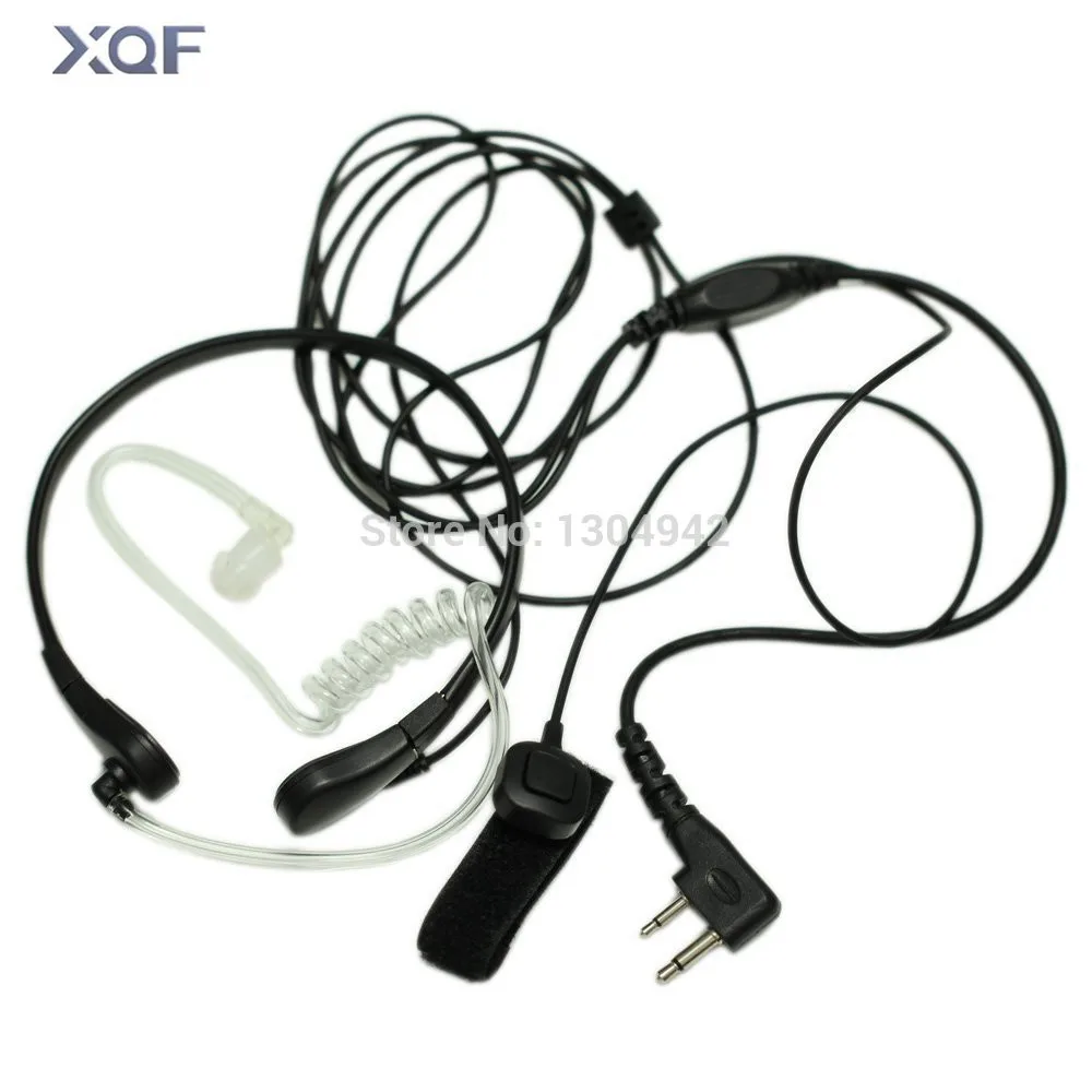 

F Plug Throat Mic Microphone Covert Acoustic Tube FBI Earpiece Headset with Finger PTT 2-pin for Icom Maxon Yaesu Vertex Radio