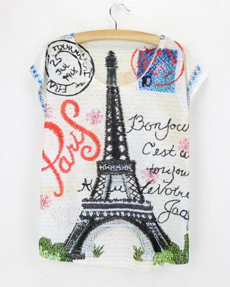 

eiffel tower stamps print paris summer tee new coming discount 3d printed women tops 2015 good quality tshirt