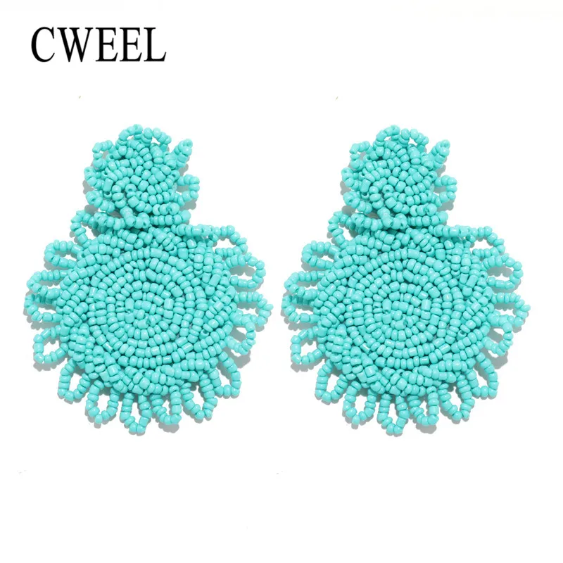 

CWEEL Bohemian Beaded Tassel Earrings For Women Ladies Vintage Punk Fringe Earrings Round Earings Brincos Acessorios