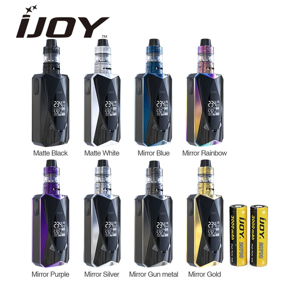 

Original IJOY Diamond PD270 234W TC Kit with 6000mAh Battery & 2ml Captain Mini Sub ohm Tank E-cig Vape Diamond PD270 Kit