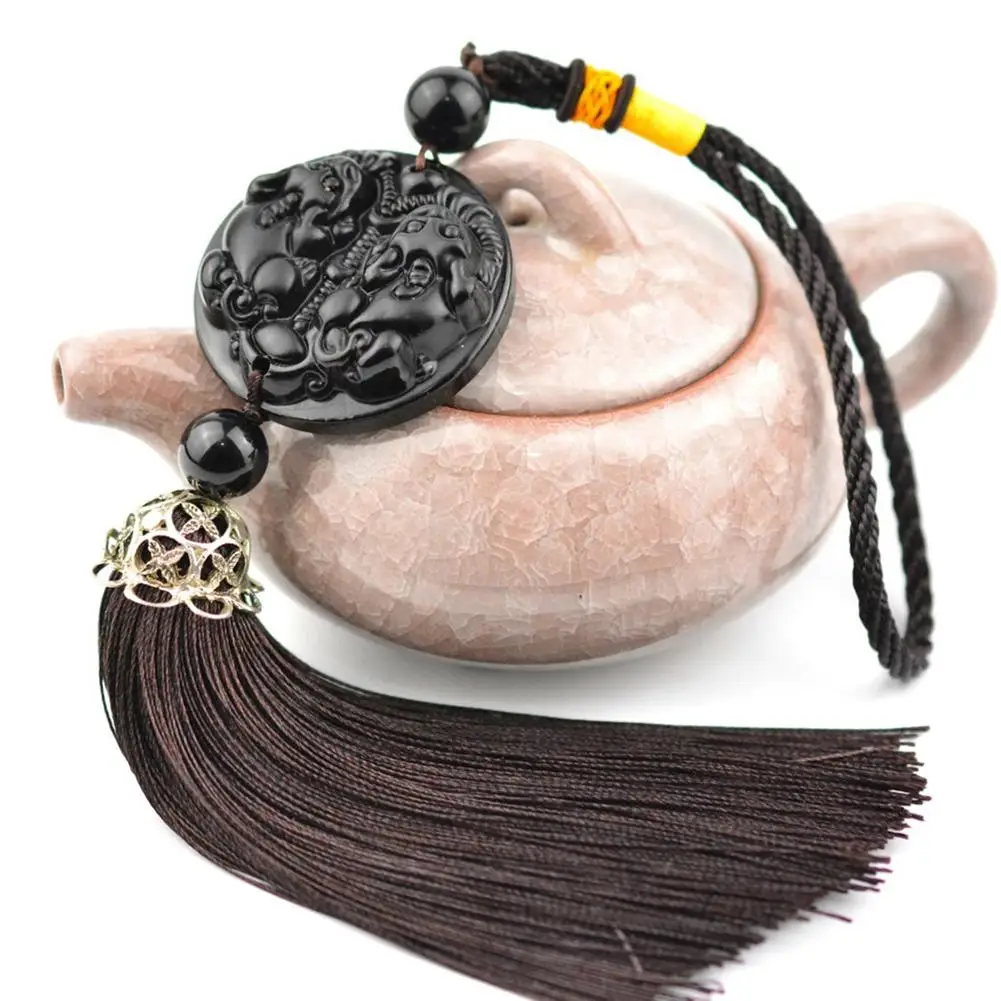 

Pi Xiu/Buddha/Bodhisattva Natural Black Obsidian Stone Pendant Amulet Necklace