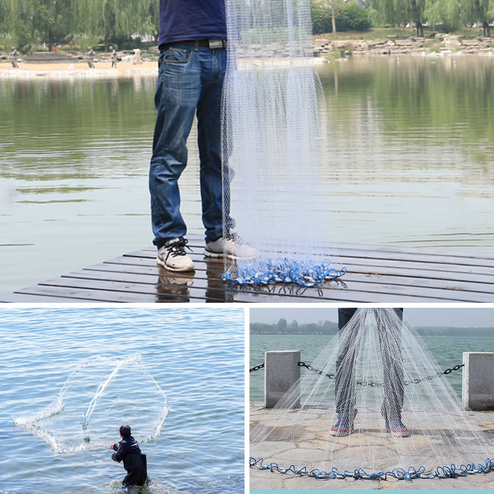 

Fishing Cast Net Hand Cast Net Outdoor Throw Fishing Net Strong Nylon Small Mesh & Sinker Fishing Cast Net