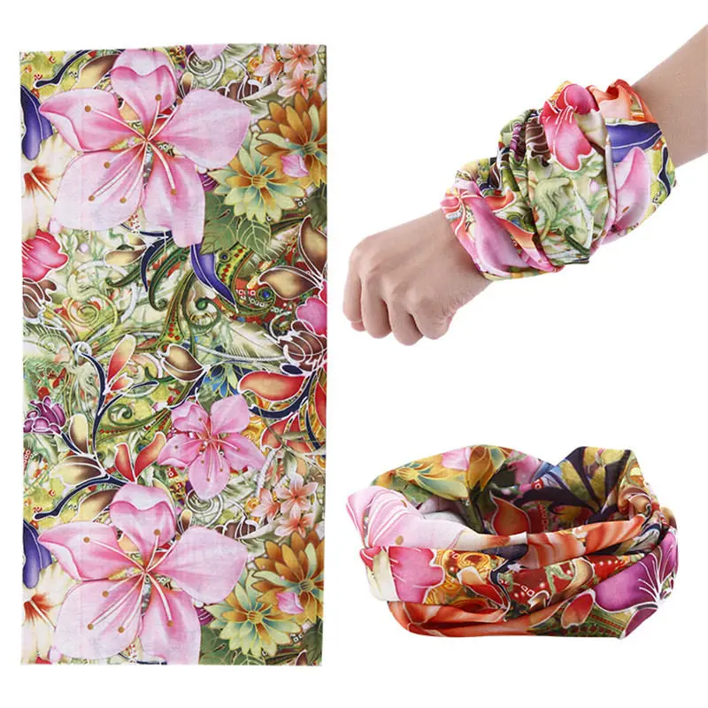 

New Arrival Cool Face Mask Bandana 25*48 100% Polyester Microfiber Outdoor Headband Flower Bicycle Seamless Scarf Hood 99