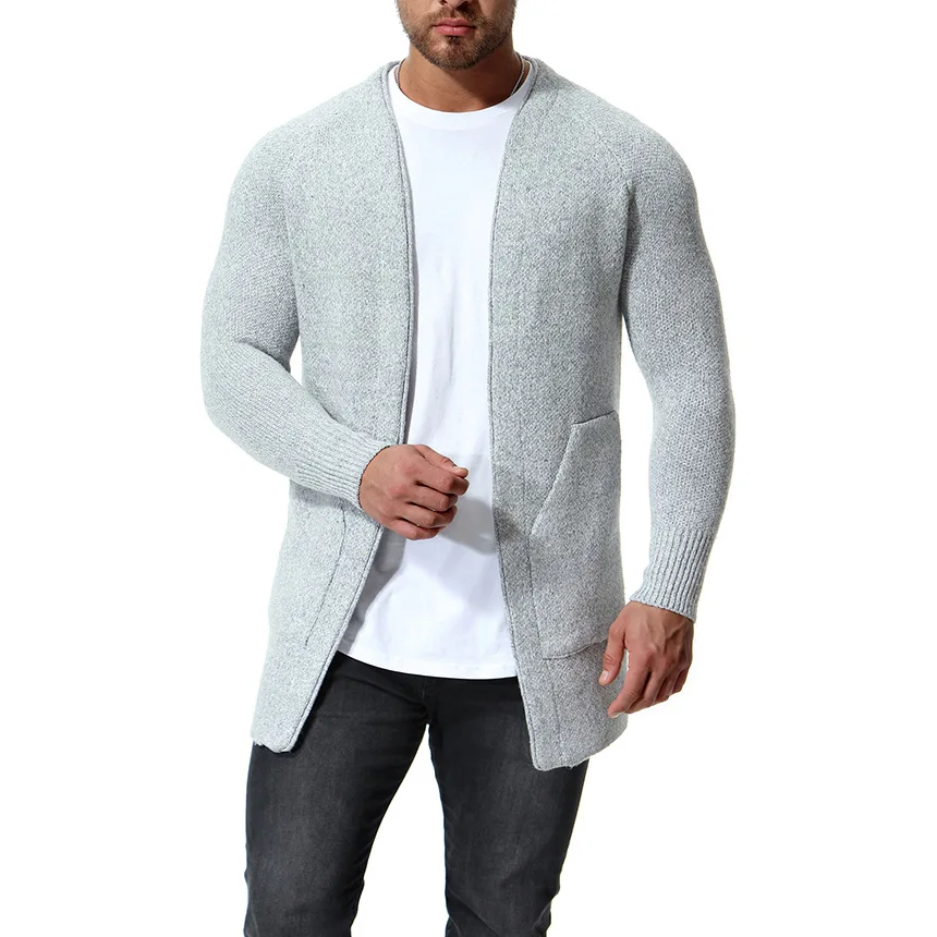 

New Men's Cotton Knitting Slim Sweater Men Casual Black White Without Buckle Long Cardigan for Male 2018 Autumn Winter M-2XL