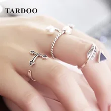 TARDOO Minimalista 925 Amor Plata Anillos para Las Mujeres Perla Del Estilo Punky Declaración Cruz Anillo de La Joyería Fina