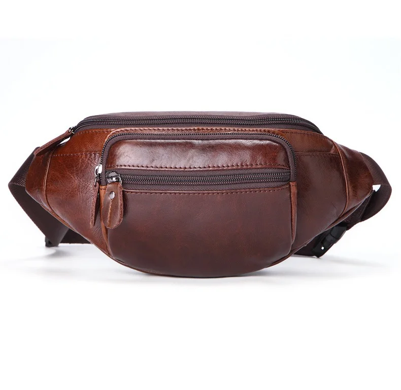 

Genuine Leather waist packs men's belt bag casual fanny pack top quality waist bag for cell phone travel male chest bags