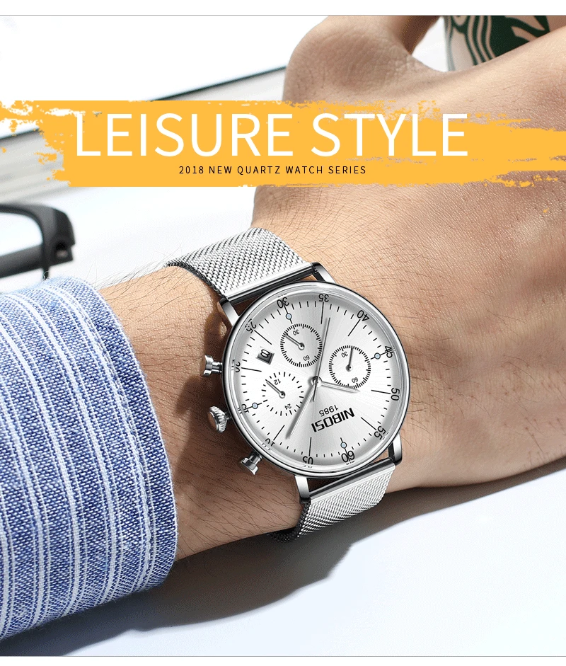 Uhren Herren Luxusmarke NIBOSI Watch Men Luxury Brand Famous Dress Analog Quartz Watch Mesh Steel Man Clock Waterproof  (8)