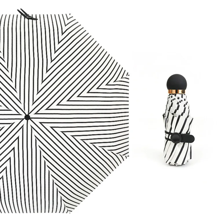 White stripe Креативный карманный мини-зонт, пятискладной, неавтоматический, в полоску, 8 костей, унисекс, зонт, дождь, для женщин и мужчин, в солнечную и дождливую погоду - Цвет: White stripe