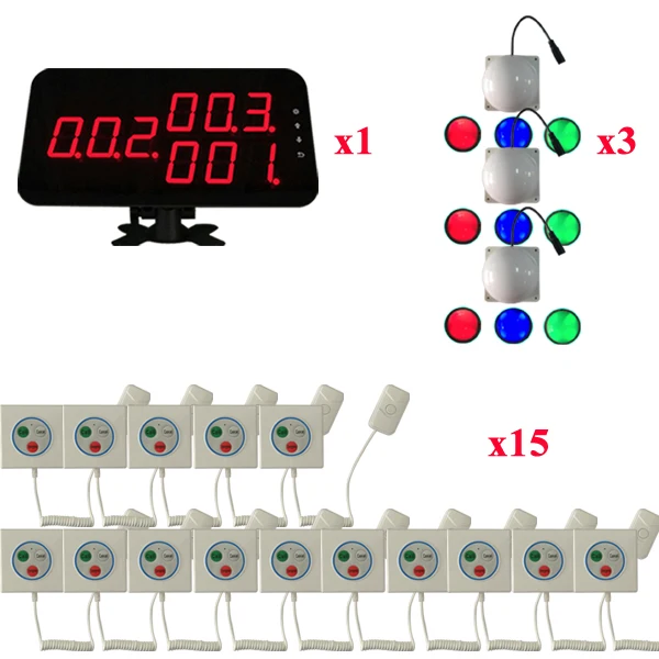 Система вызова медсестры Hotspital Pager Простая установка голосовой подсказки, чтобы знать аварийную своевременность 433,92 МГц - Цвет: 1S  3L  15B