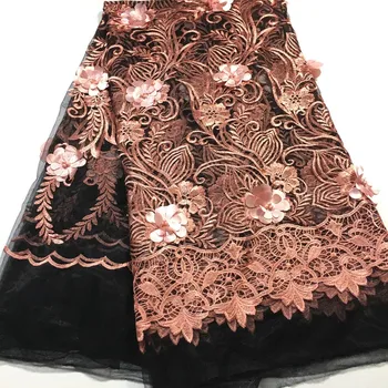 

Nigerian Lace Fabrics 2020 French Lace Fabric High Quality 3D Beaded Lace Pink African Lace Applique Fabric For Dress M32693