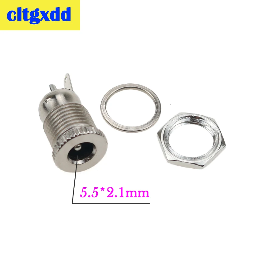 

cltgxdd 5pcs 5.5 mm x 2.1mm DC Power Jack Socket Port Female DIY Panel Mount Connector Metal 5.5*2.1 5.5*2.5 mm