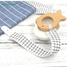 2018 New arrival print ribbon pacifier holder fabric pacifier chain beech wooden animal teether newborn gift CB06